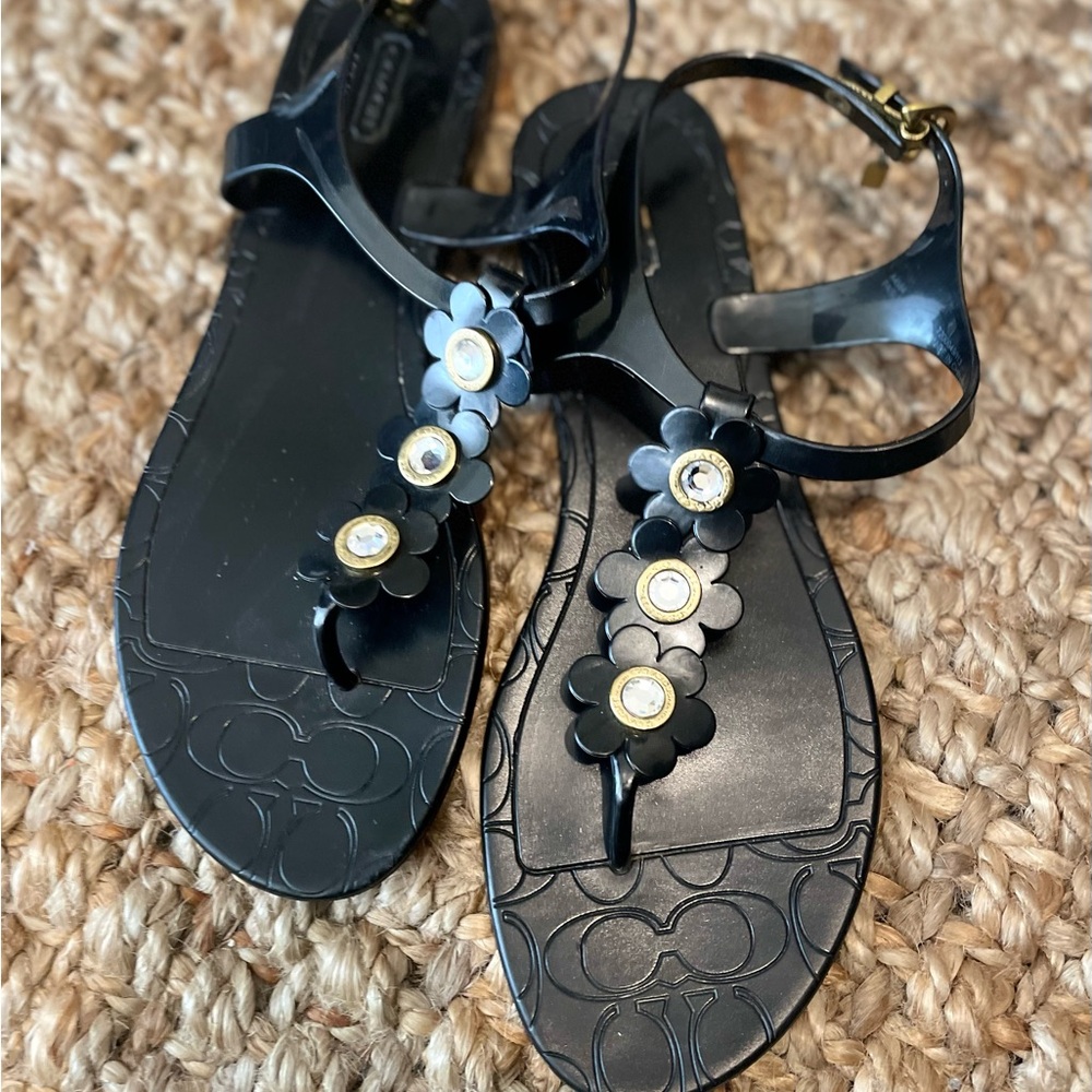 Coach Black Studded Sandals